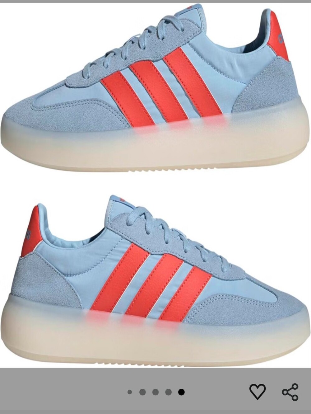 adidas Womens Light Blue Sneakers with Coral Stripe Accents